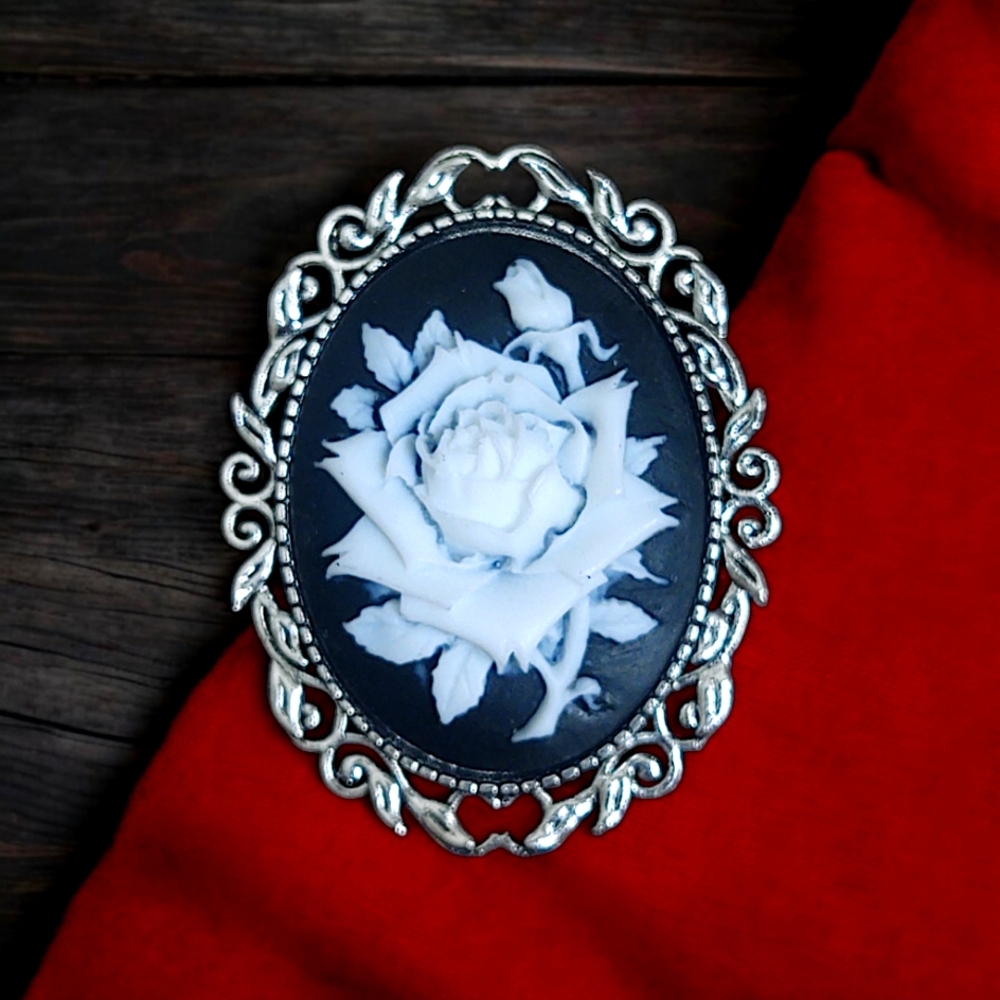 Vintage Inspired Rose Cameo Brooch